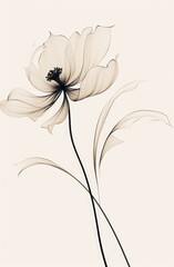 Drawing of a flower, minimalist style, white background. Generative AI