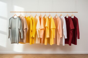 Multicolored t-shirts, minimalist colors, fashion and style concept. Generative AI