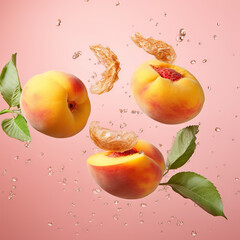  Flying food photography with only two peaches as the ma