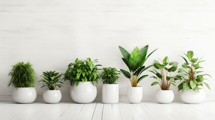 Different decorative plants in white wall. Indoor plants. home garden green industrial interior.