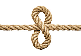 Rope tied in a knot isolated on white background with clipping path