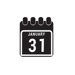 Calendar displaying day 31 (thirty-first) of the January - Day 31 of the month. Illustration