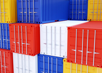 Fototapeta premium Metal cargo containers. 3d-rendering