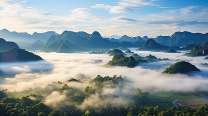 mountain with fog