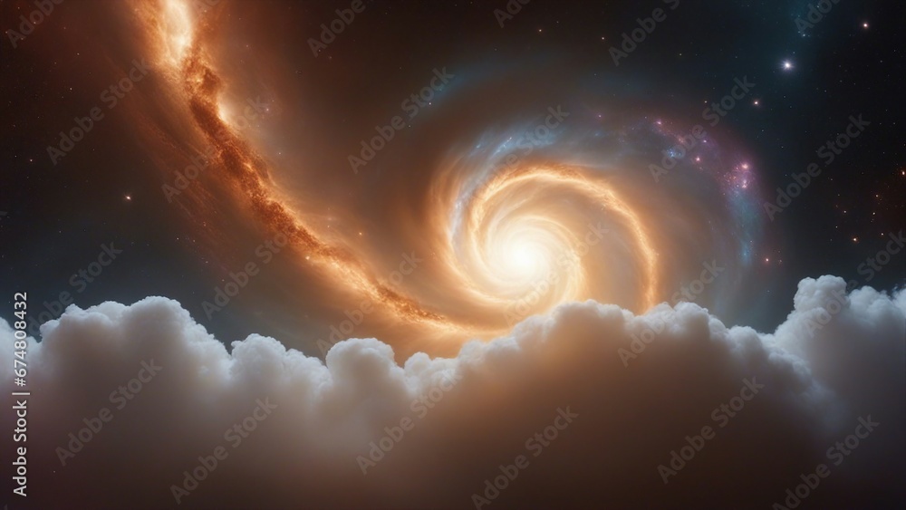 Wall mural background with space a deep space gems cloud with a spiral shape and a bright core.