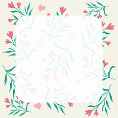 Fototapeta na wymiar Cute Hand drawn floral background memo frame vector