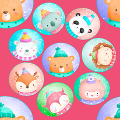 Christmas animals kids pattern in full millions colors