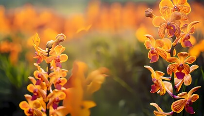 Orchid flower in field with blur background