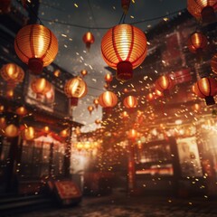 Obraz na płótnie Canvas Chinese New Year lanterns of shining gold color