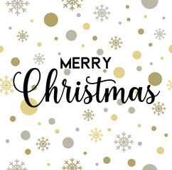 Merry Christmas lettering calligraphic font design with colorful Christmas snowflakes and circles on background vector illustration merry Christmas 2024, Christmas greetings, celebration simple design