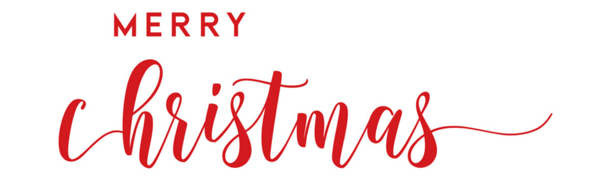 MERRY CHRISTMAS red brush style modern calligraphy font banner vector illustration lettering for greetings cards, banner, poster, xmas holiday concept isolated on white background