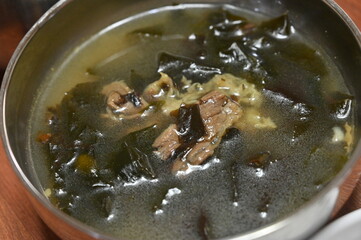 Korean food sea mustard soup