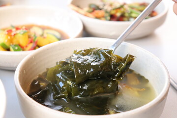 Korean food sea mustard soup