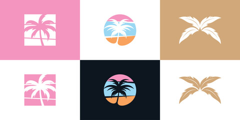 Palm tree logo design creative concept Premium Vector