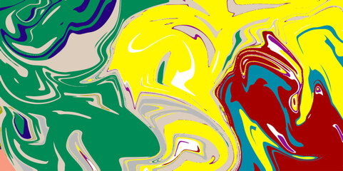 Fluid art from different colors. Multicolored background from paints on liquid. Bright pattern on liquid. Marbleized bright effect with fluid painting, background for wallpapers, poster, postcard.