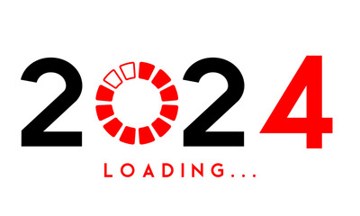 2024 new year loading round progress bar vector illustration simple creative design new year' eve, happy new year, 2024 year loading concept on white background - obrazy, fototapety, plakaty