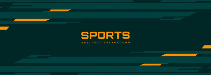 Modern dark green and orange sports banner design with horizontal lines. Abstract sports background. Vector illustration © Biod