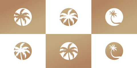 Palm tree logo design creative concept Premium Vector