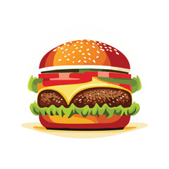 Vector Big burger with sesame