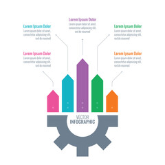bar chart and wheel infographic template. information template with five options. business infographic template
