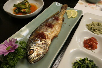 Korea food dried yellow corvina