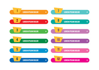 banner template for internet, web, book, magazine, education. colorful twelve steps banner template