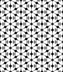 Black and white seamless abstract pattern. Background and backdrop. Grayscale ornamental design. Mosaic ornaments. Vector graphic illustration. EPS10.