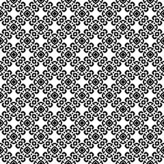 Black and white seamless abstract pattern. Background and backdrop. Grayscale ornamental design. Mosaic ornaments. Vector graphic illustration. EPS10.