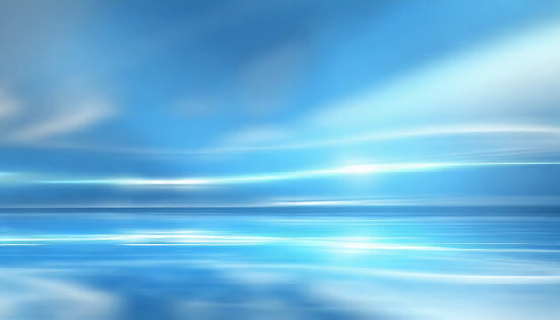 Abstrakter hellblauer, unscharfer Hintergrund mit schönen Lichtstreifen und Reflexionen