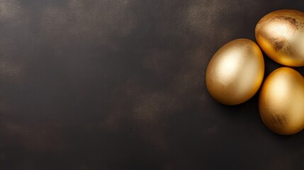 Golden Easter eggs. Background for text.