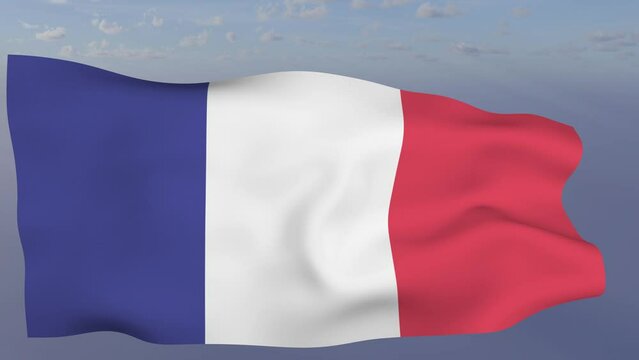 Loop der Frankreich Fahne wehend im Wind als Nahaufnahme 4K