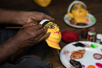 making of the idol of goddess durga for famous festival durga puja 
