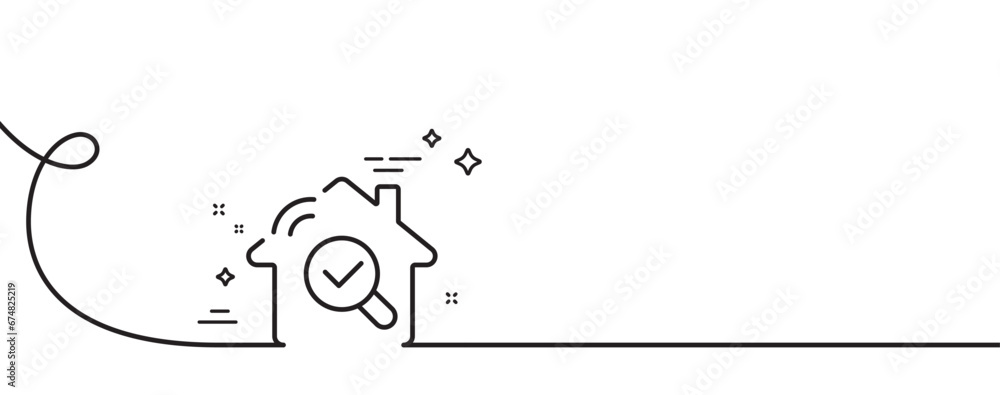 Aufkleber inspect line icon. continuous one line with curl. building quality sign. construction verification s