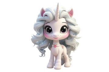 Fototapeta premium Whimsical Wonder: 3D Cute Cartoon Unicorn