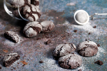 Marble cookies. Appetizing homemade cookies with chocolate