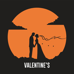 silhouette valentines day celebration social media post template
