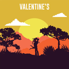 silhouette valentines day celebration social media post template
