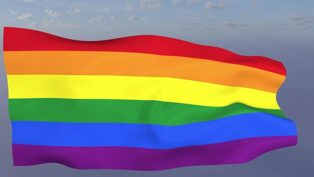 Loop der Pride LGBTQ Fahne wehend im Wind als Nahaufnahme 4K