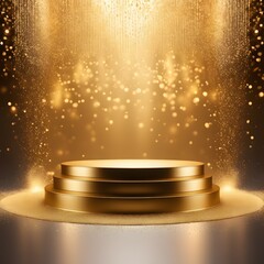 golden podium with golden color background