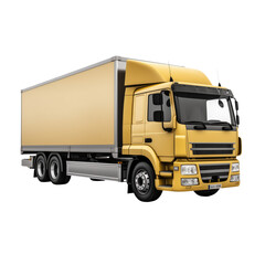 A large yellow Truck for transportation of goods isolated on transparent background.