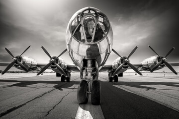 historical bomber plane on a runway