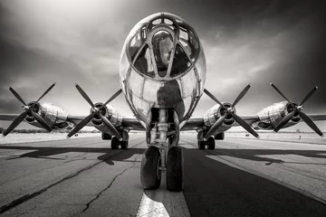 Keuken foto achterwand Oud vliegtuig historical bomber plane on a runway