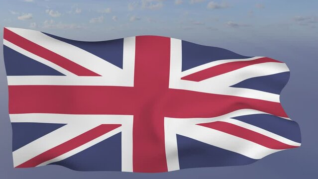 Loop der Vereinigtes Königreich Fahne wehend im Wind als Nahaufnahme 4K