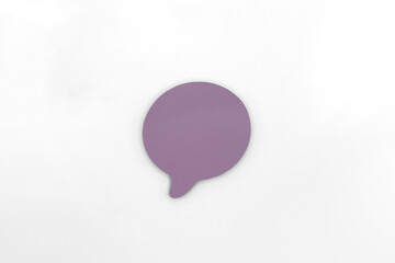 Purple Post it Sticky Note Speech Bubble Isolated on White