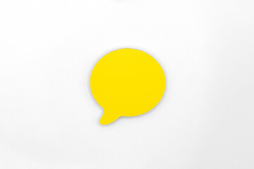 Yellow Post it Sticky Note Speech Bubble Isolated on White