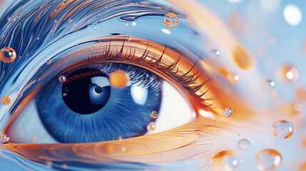 Human Eye Macro with Water Droplets
