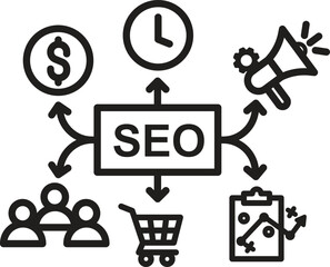 search engine optimization seo marketing plan icon vector