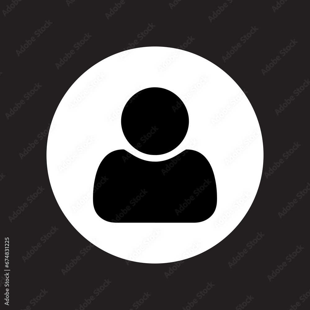 Poster user icon vector. profile mark logo design. profile vector icon illustration in circle isolated on b