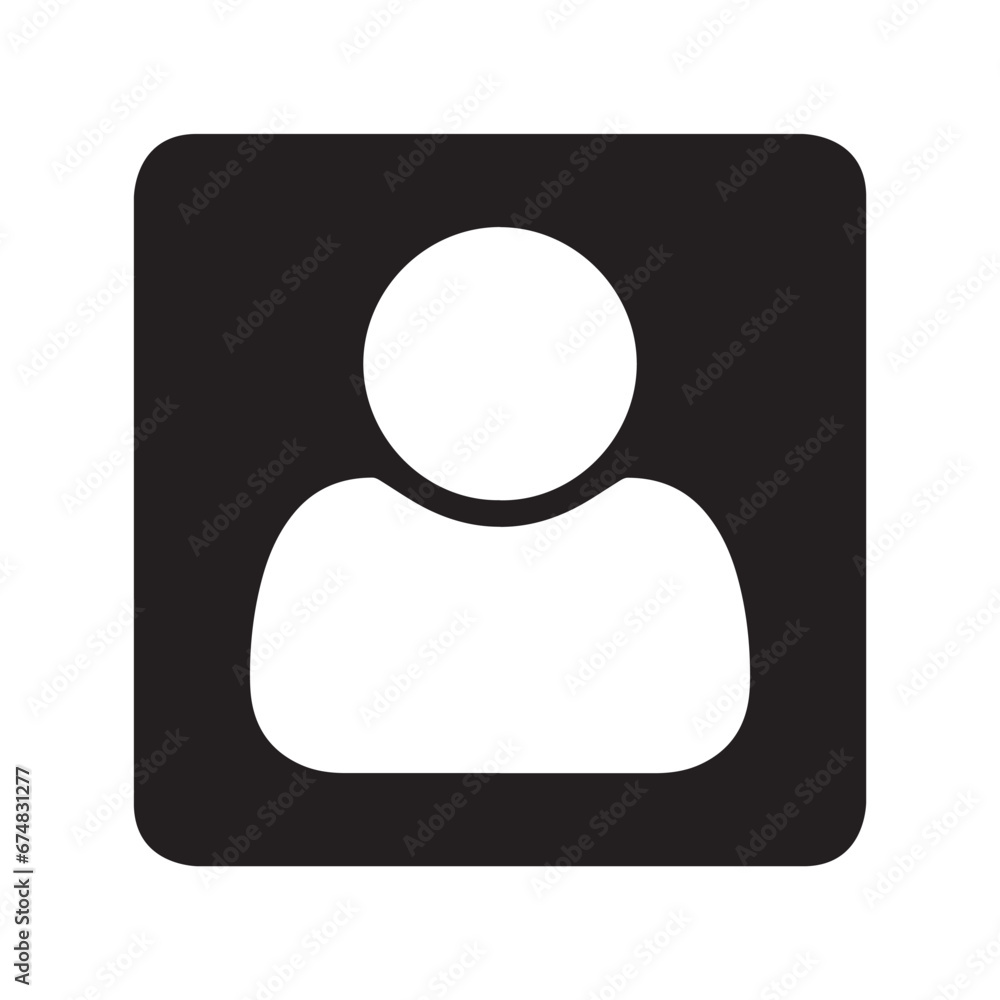 Poster user icon vector. profile mark logo design. profile vector icon illustration in square isolated on w