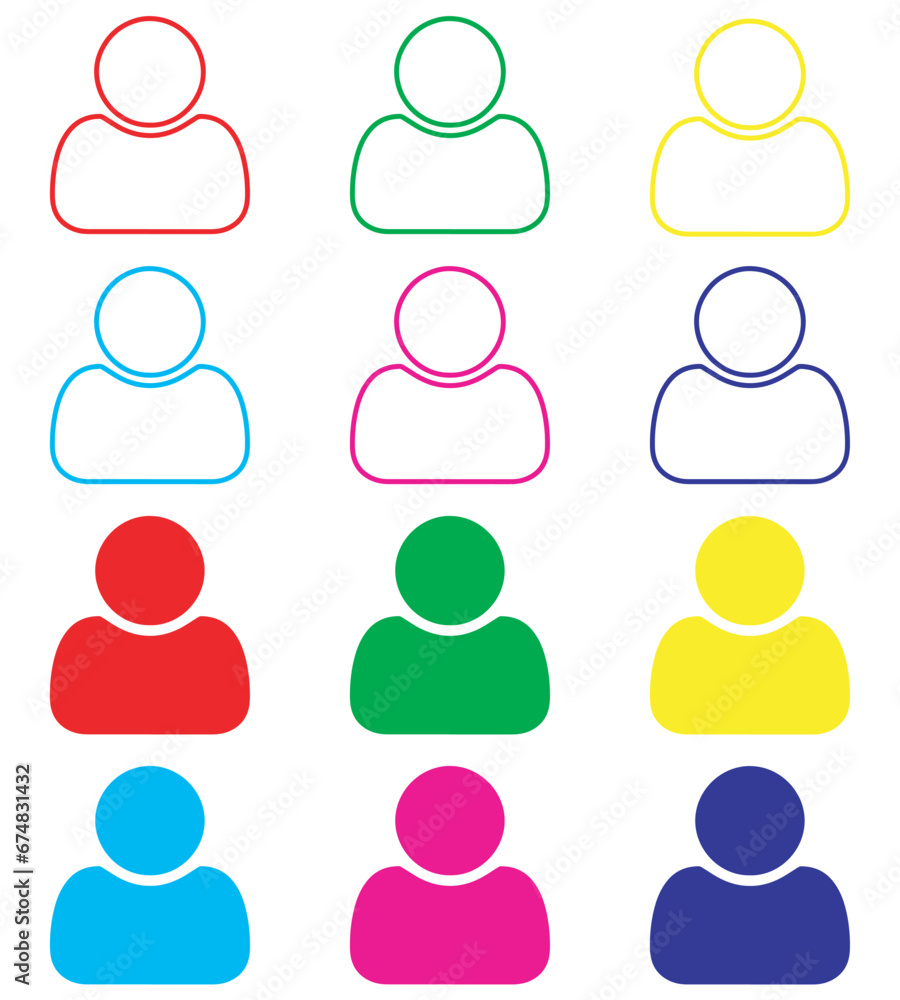 Poster user icon vector. profile icon sign symbol in trendy flat style. set elements in colored icons. prof